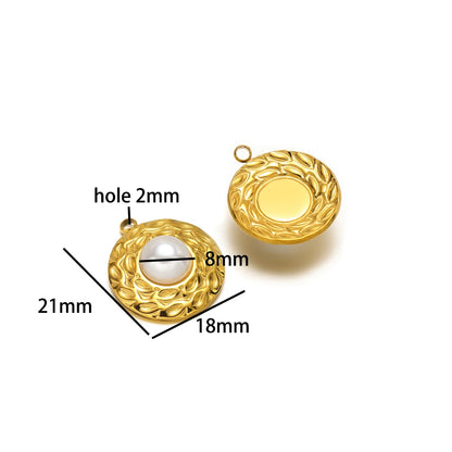 Hot Sale Fashion 18k Gold Plated Stainless Steel Pearl Flower Irregular Shape Charm Pendant for DIY Necklace Jewelry Making