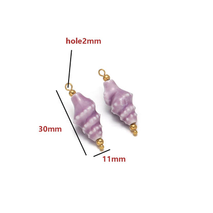 2mm Hole Ceramic Sea Snail Spacer Beads Glazed Porcelain Shell Beads for Jewelry Making DIY Bracelet Accessories Wholesale