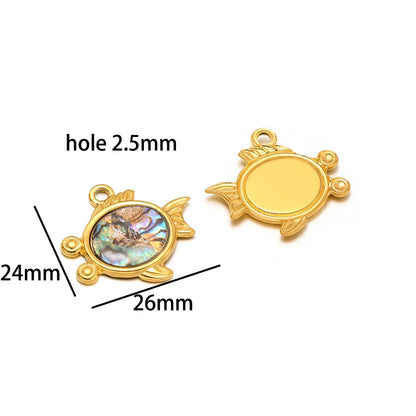 Wholesale 18k Gold Plated Stainless Steel Drip-oil Heart Coconut Tree Square Conch Charm Pendant for Women Jewelry Making