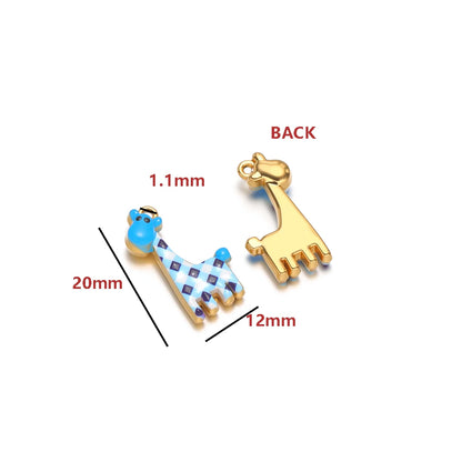 High Quality 18K Gold Plated Stainless Steel Enamel Giraffe Shape Pendant for Necklace and Earrings Jewelry Making