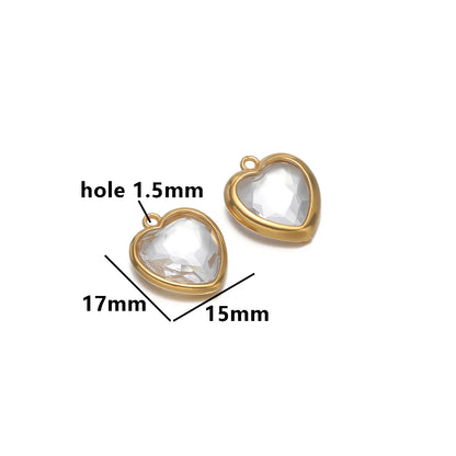 Fashion Stainless Steel 18k Pvd Gold Plated Heart Shaped Charms Pendant for DIY Jewelry Necklace Making