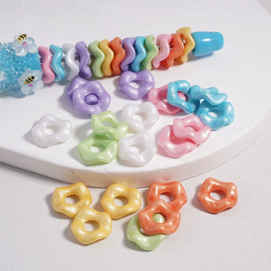 12MM Wavy Frosted Acrylic Spacer Beads Macaron Colors Round Flower Beaded Pen Accessories CN ZHE Origin