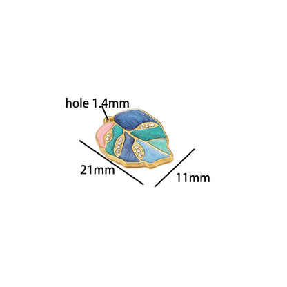 Fashion Stainless Steel 18k Gold Plated Colorful Enamel Leaf Charms Pendant for Jewelry Necklace Earrings Making Accessories