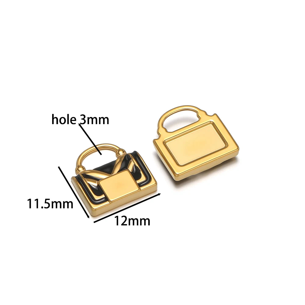 Fashion Hot-selling Stainless Steel 18k Gold Plated Enamel Handbag Charm Pendant for Diy Jewelry Making Wholesale
