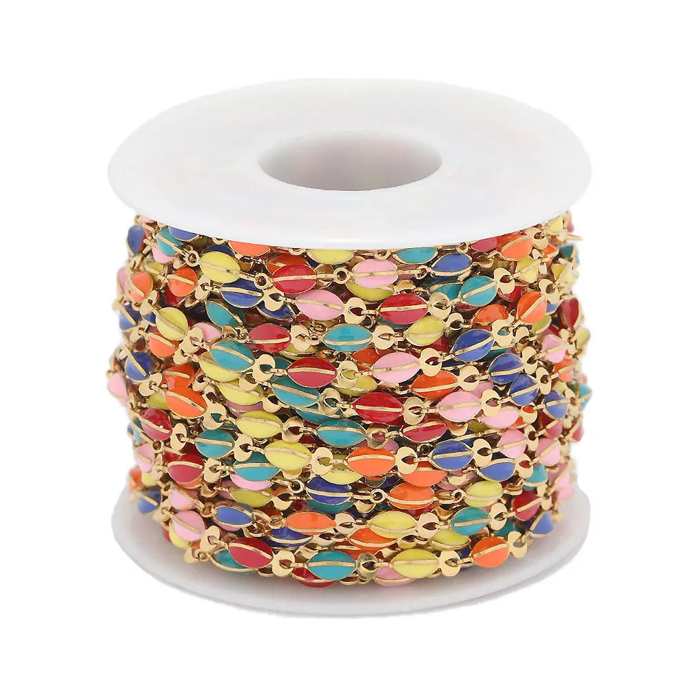 B1721 Rainbow Color Enamel Chain Gold Link Chain Fashion Chain Jewelry Making