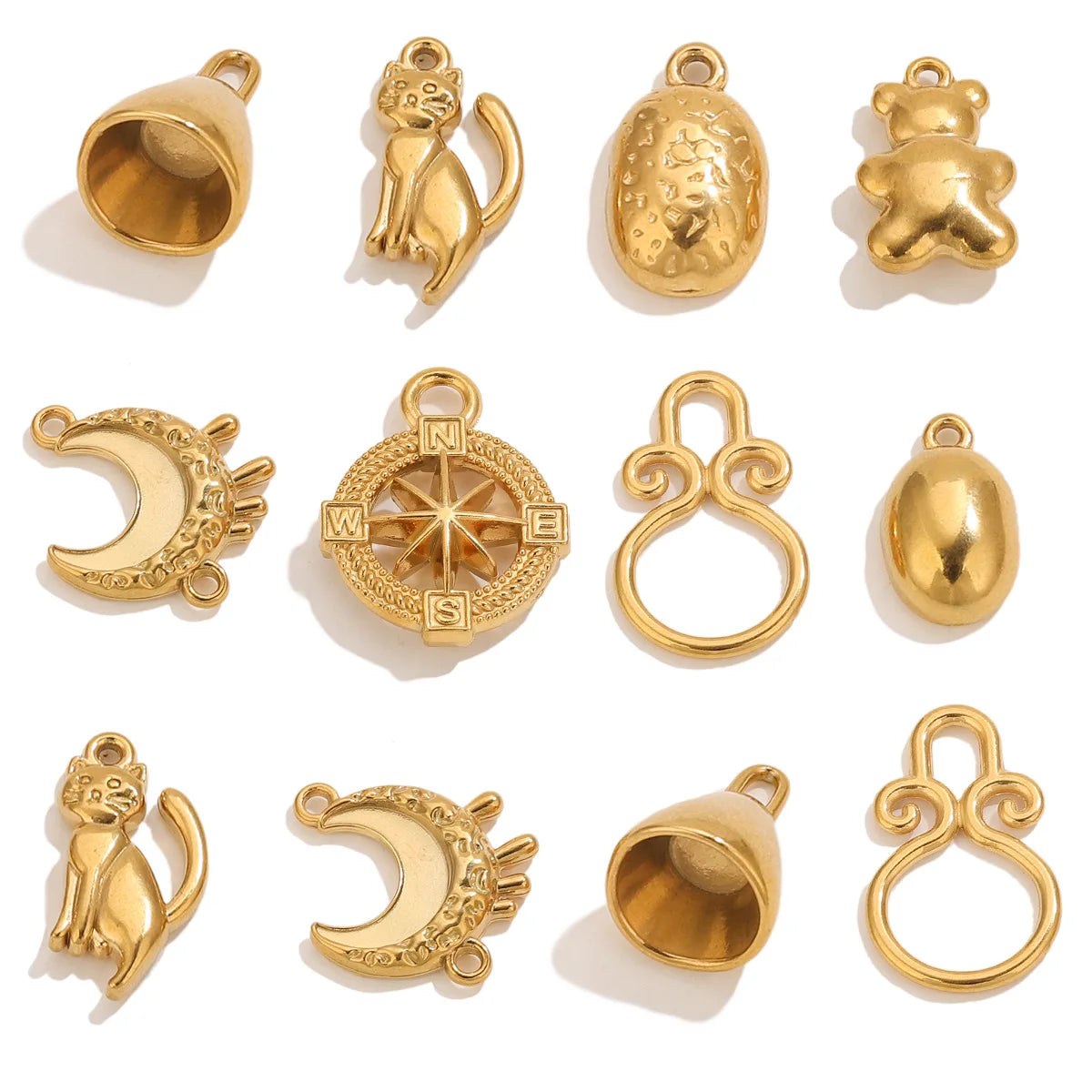 Trendy Stainless Steel 18k Gold Plated Moon Tellurion cat Charms Pendant for DIY Jewelry Necklace Making