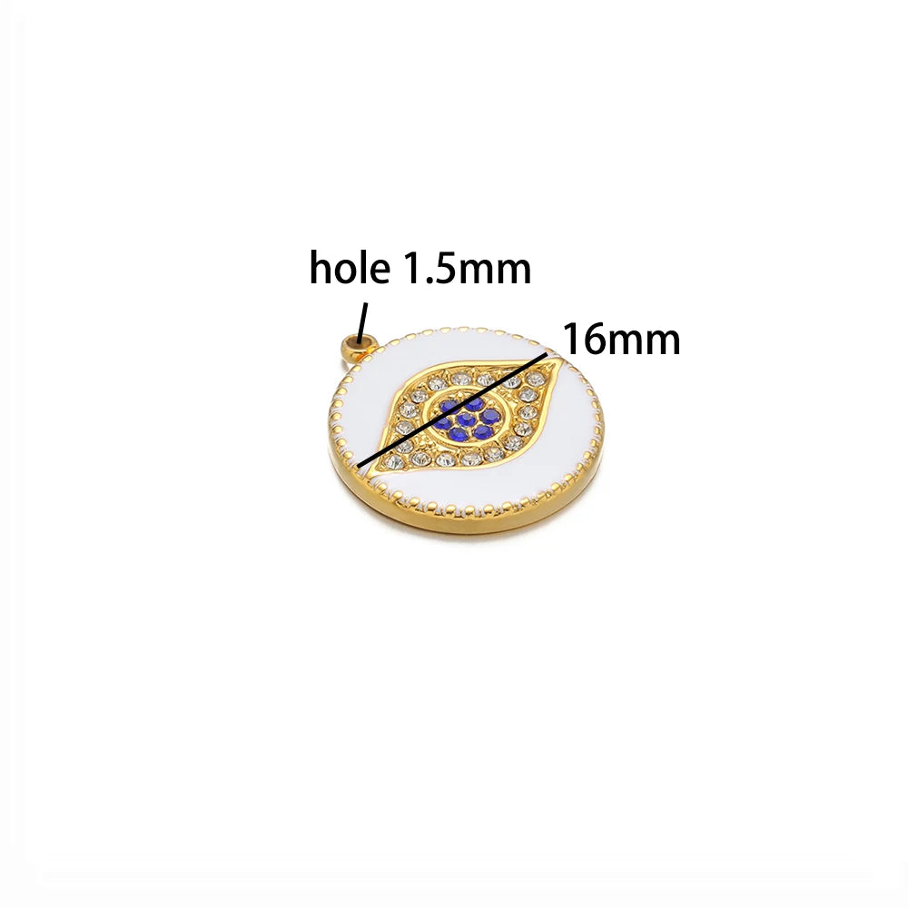Best Selling 18k Gold Plated Stainless Steel Drip Oil Zircon Eye Charms Pendant for Women Jewelry Necklace Earrings Making