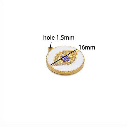 Best Selling 18k Gold Plated Stainless Steel Drip Oil Zircon Eye Charms Pendant for Women Jewelry Necklace Earrings Making