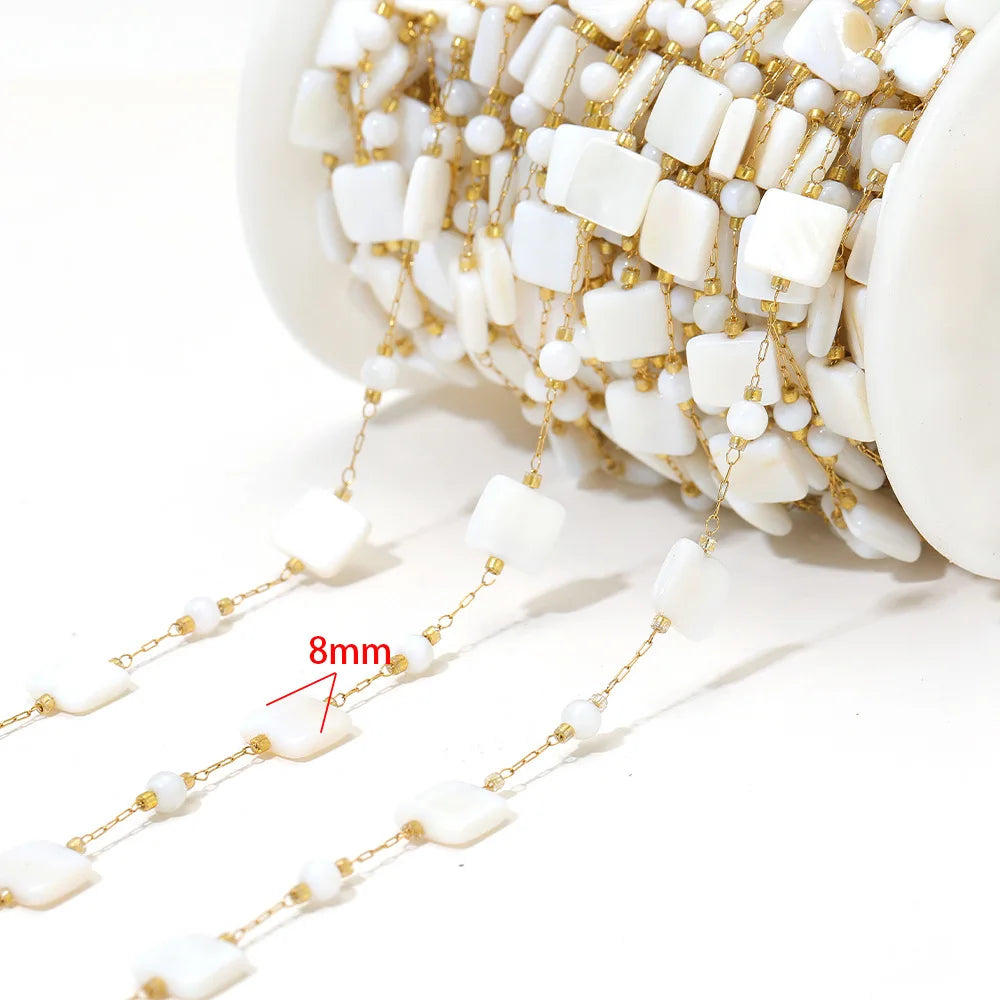 E559 Fashion Stainless Steel Cross Leaf Clip Bead Chain Geometric Stone Necklace Women's Jewelry Accessories Chain