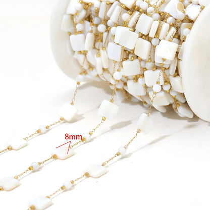 E559 Fashion Stainless Steel Cross Leaf Clip Bead Chain Geometric Stone Necklace Women's Jewelry Accessories Chain