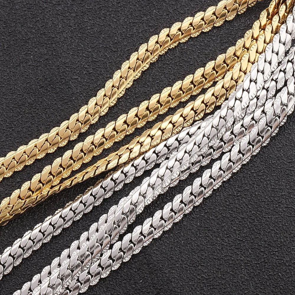 4.3mm Stainless Steel Waterproof Chain 18K Gold Plating DIY Cuban Tennis Chain Roll for Permanent Jewelry Making