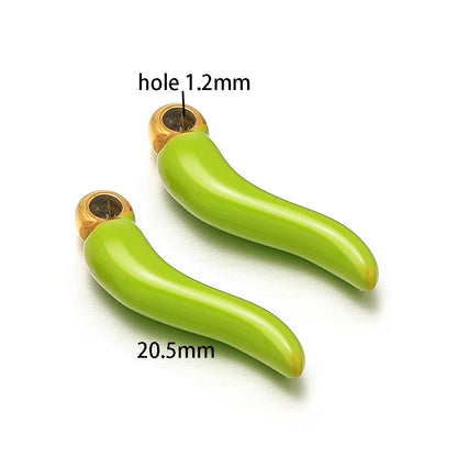 Colorful Enamel Stainless Steel 18K Gold Plated Red Pepper Chilli Charms Pendant for Jewelry Findings & Components