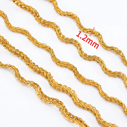 E681 New Rope Wave Gold Plated Stainless Steel Jewelry Chain 18K Non-Tarnish for Necklace Making Fashionable
