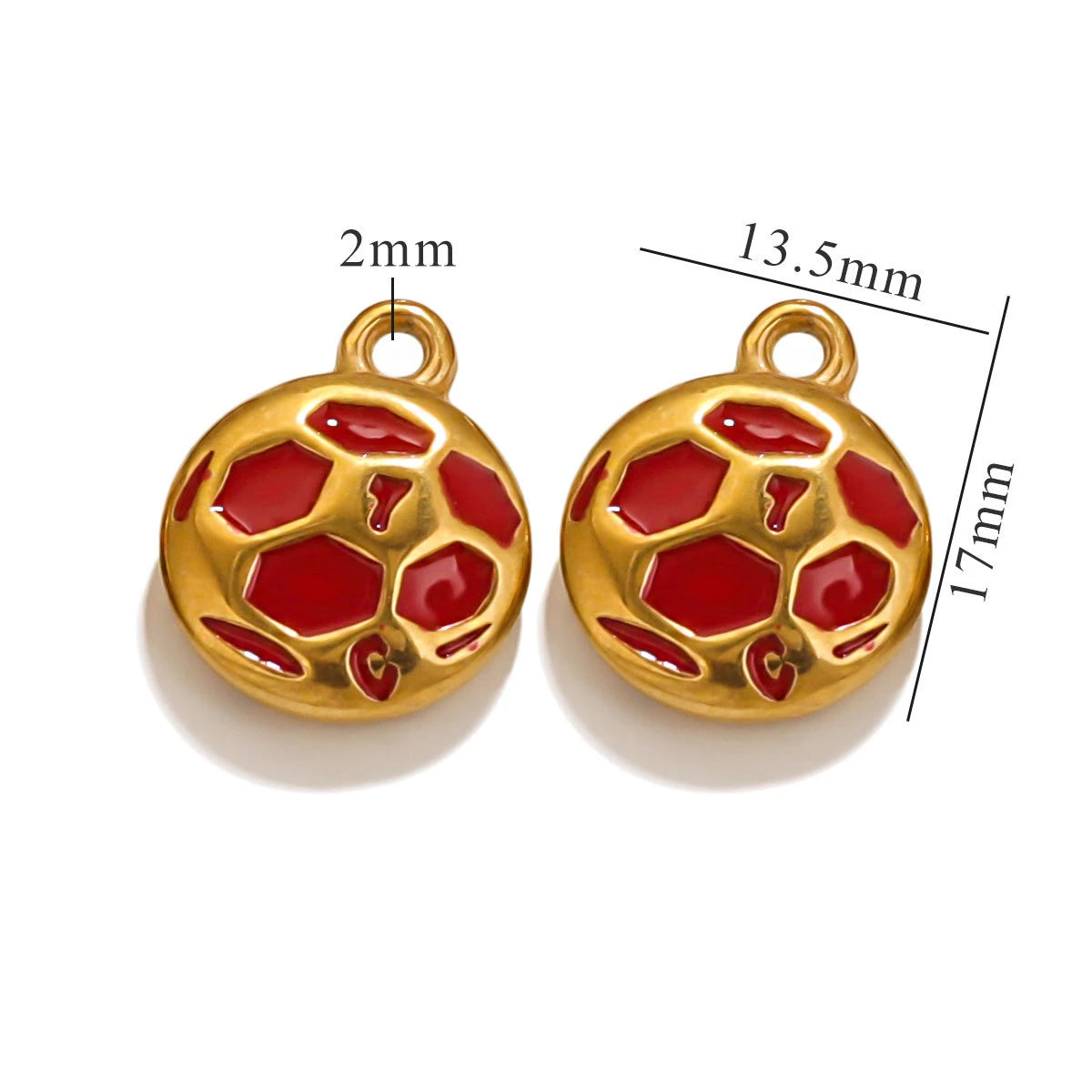 Stainless Steel 18K Gold Plated Colorful Sports Ball-Shaped Pendants DIY Bracelets Keychains Accessories Drip-Coating Parts