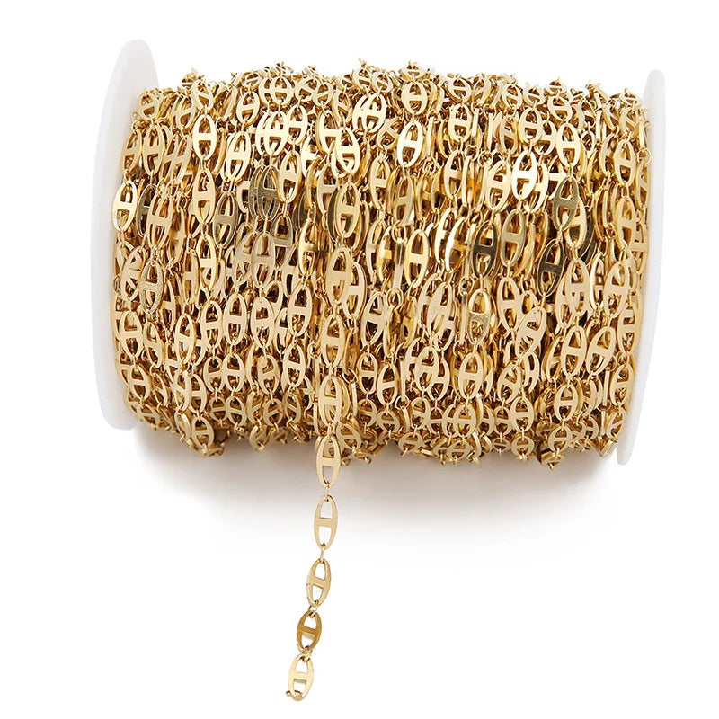 B3271 4mm 18k Gold Filled Chain Stainless Steel Chain Pig Nose Chain for Making