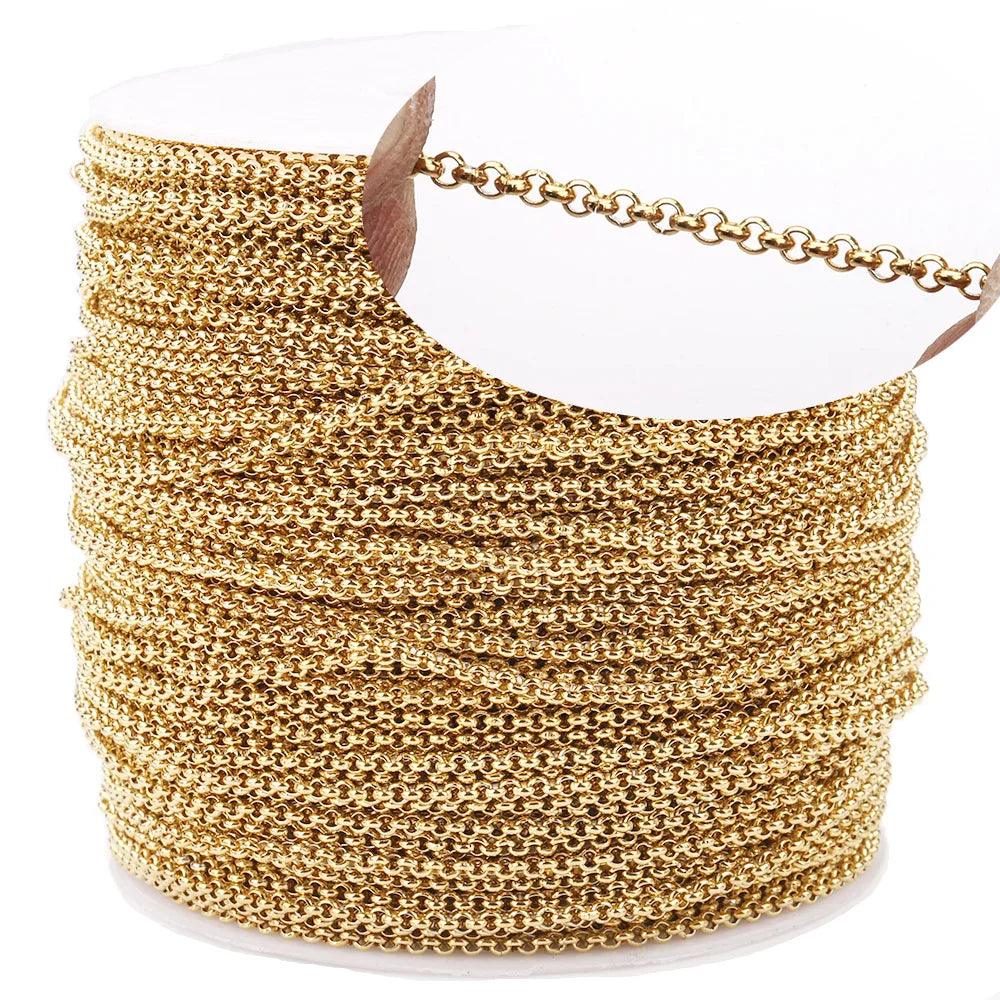 B1605 18k Gold Plated O Chain Top Quality Stainless Steel Bulk Chain Bracelet Necklace Accessory