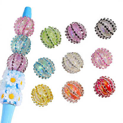 Multi-Color Translucent Acrylic Beads with UV Coating and Shiny Rhinestone Chains 18MM
