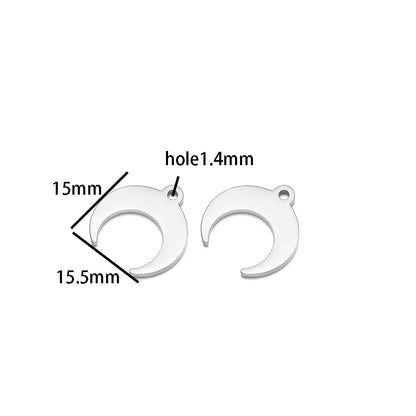 New Design 18k Gold Plated Stainless Steel Moon Charm Pendant for Necklace Jewelry Making Jewellery Accessories