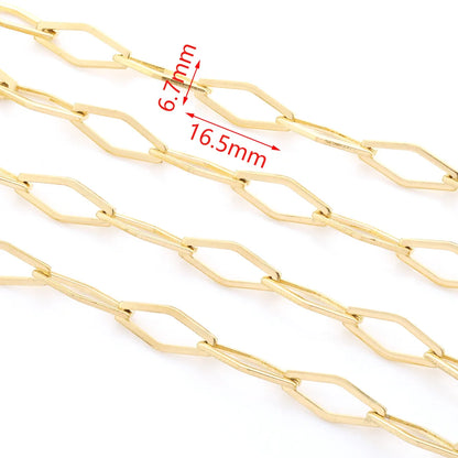 D147 Hot Non Tarnish 18k Gold Plated Stainless Steel Necklace Bracelet Chain Jewelry Making Findings Rhombus Chains