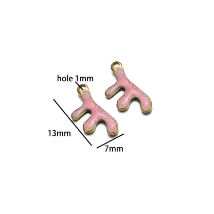 Waterproof 18k Gold Plated Stainless Steel Enamel Coral Charm Pendant for Diy Necklace Jewelry Making Accessories