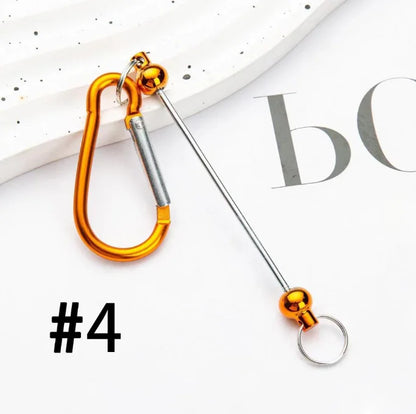 Bulk Beadable Bar Carabiner Keychain Snap Hook Removable Metal Key Ring for DIY Craft Keychain Making
