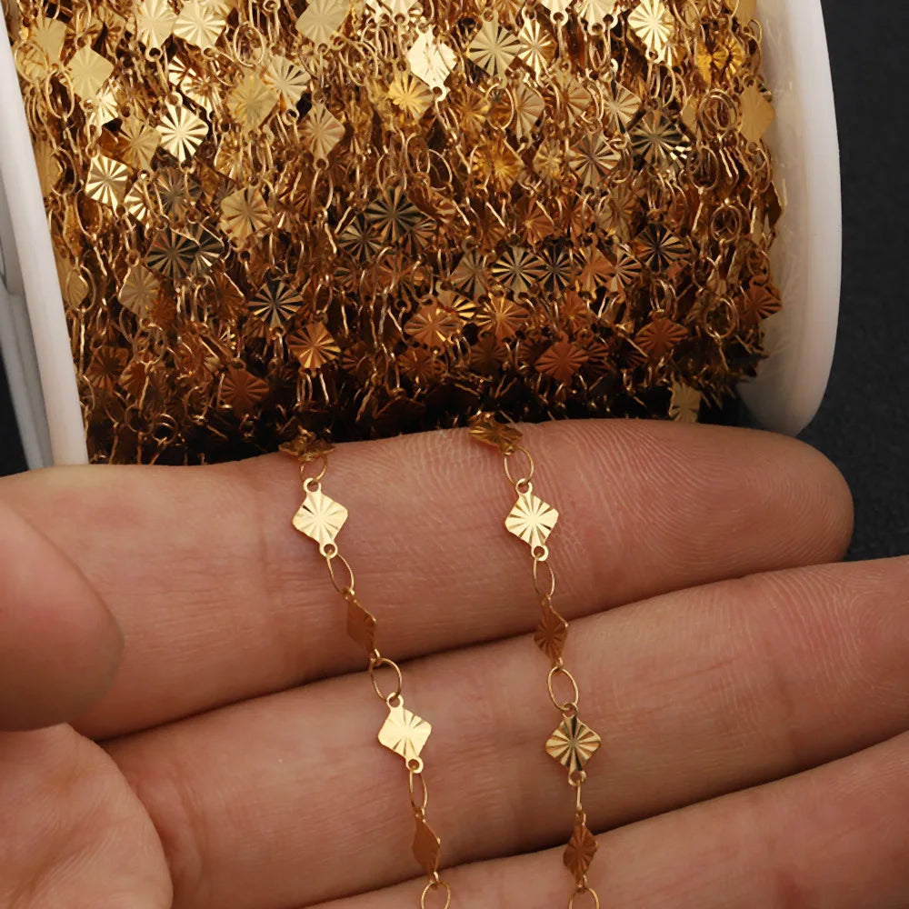 D1012 Amazing Hot Flower Stainless Steel Chain 18k Pvd Gold Plated Waterproof Chain for Necklace Bracelet Making