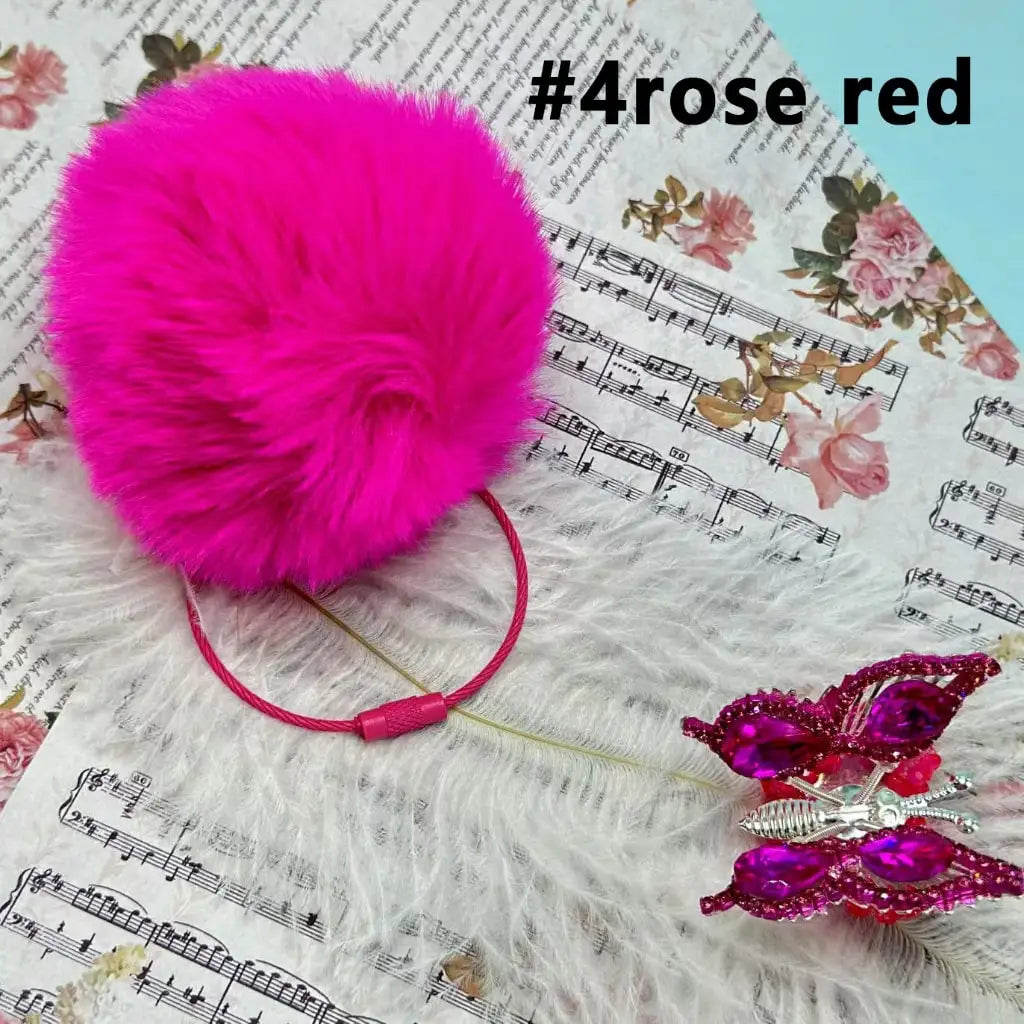 80mm Fluffy Pom Pom Balls with Elastic Loop & Keychain Ring for DIY Crafts Bulk