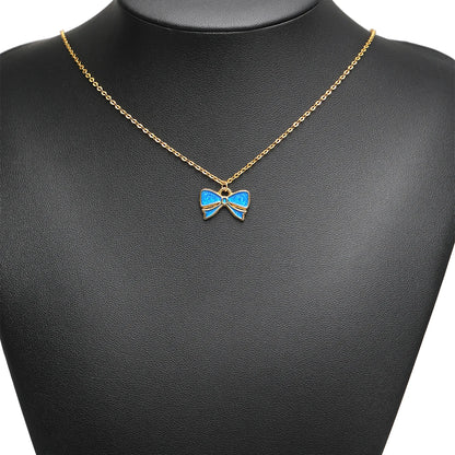 High Quality 18k Gold Plated Stainless Steel Enamel Bowknot Pendant for DIY Handmade Necklace Earrings Jewelry Making