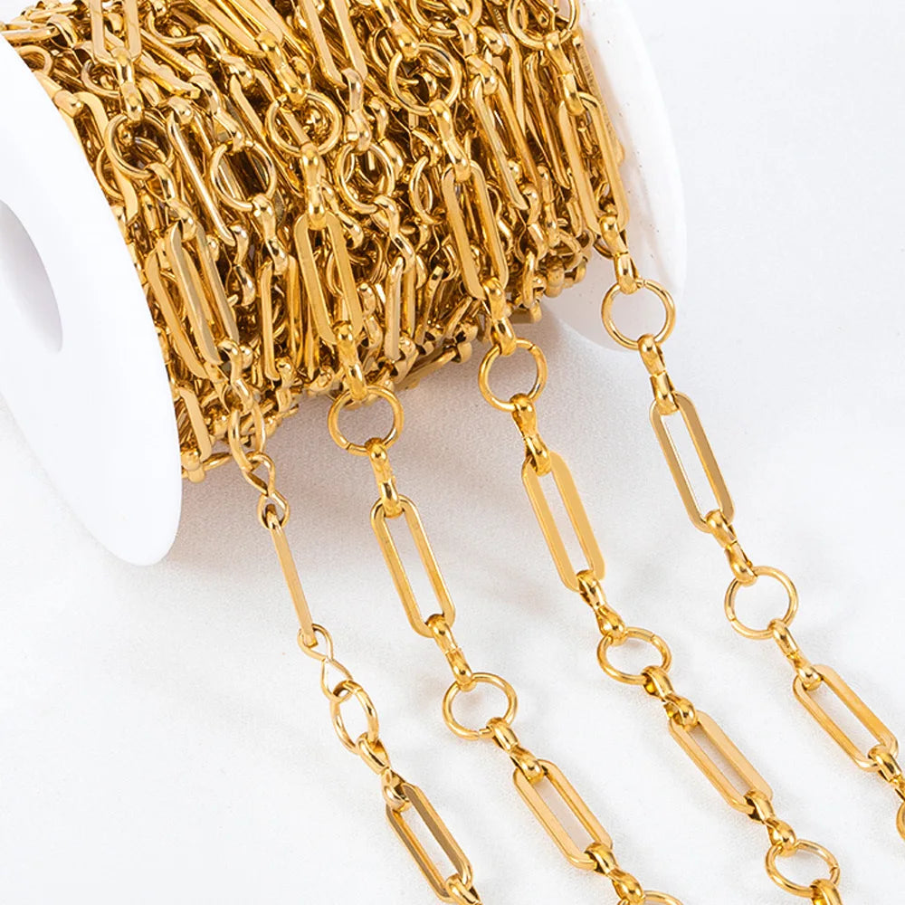 B4928 Vaccum 18k Gold Chain Stainless Steel Silver Chain Necklace Accessory Bulk Thunk Chain for Diy