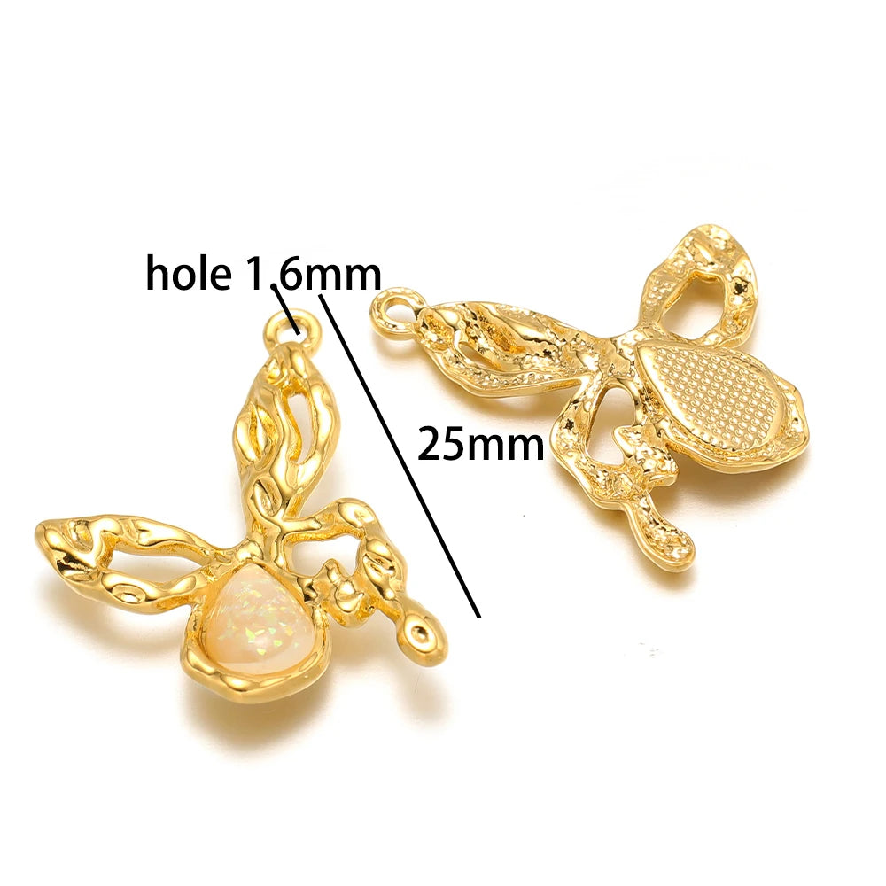 Hot Sale 18k Gold Plated Stainless Steel Fantastic Colorful Moon Butterfly Love Charm Pendant for Jewelry Making Accessories