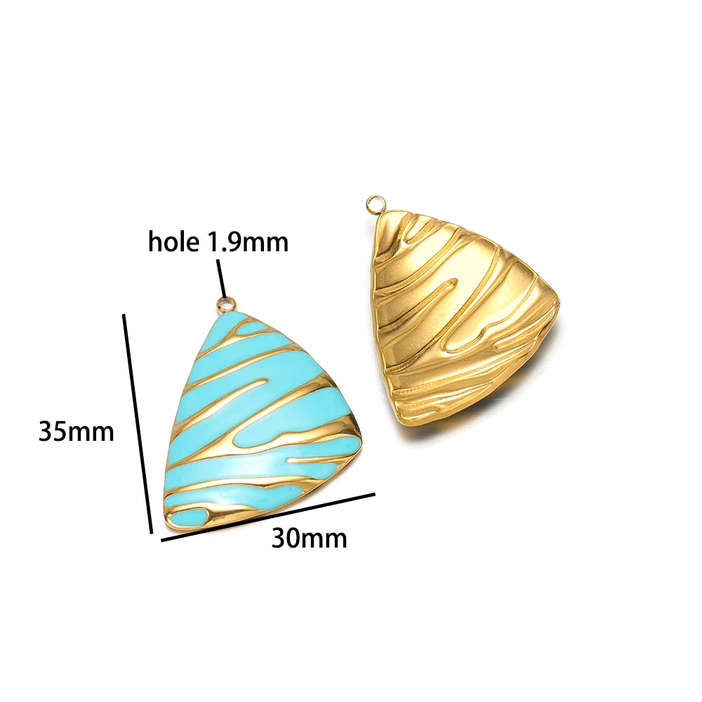 New Fashion 18k Gold Plated Stainless Steel Enamel Irregular Stripe Triangle Charm Pendant for Handmade Necklace Jewelry Making