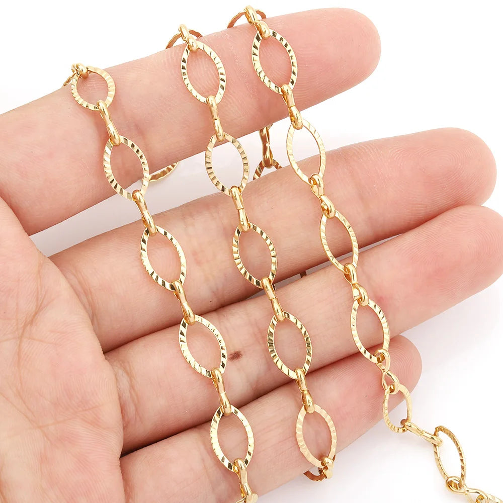 A839 Hot Sale 14K Gold Plated Stainless Steel Chain Jewelry,fashion Hollow Out Gold Chain for Necklace Bracelet Jewelry Making