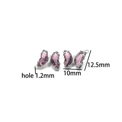 Fashion Colorful Stainless Steel Gold Plated Single Hole Butterfly Crystal Stone Charm Pendant for Jewelry Making