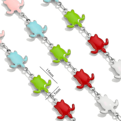D829 Stainless Steel Ocean Series Enamel Roll Chains Starfish Octopus Fish Connector Chains DIY for Bracelet Necklace Making
