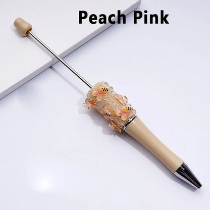 Cute Bee Flower Ballpoint Pen with Clear Sugars Design Plastic Material Portable for Gift Party Favors