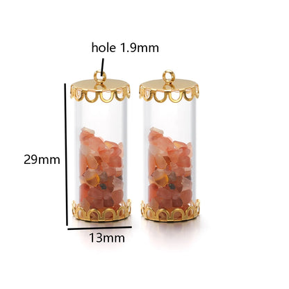 New Fashion Stainless Steel 18k Gold Plated Chips Glass Wishing Bottle Charms Pendant for Handmade Jewelry Necklace Making