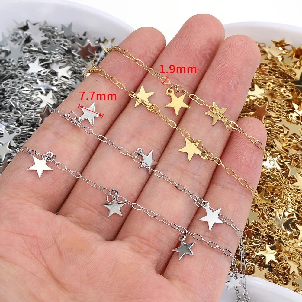 B2592 Tarnish FREE Gold Plating Chain Star Pendant Thin Chain Stainless Steel Chain Jewelry for Diy