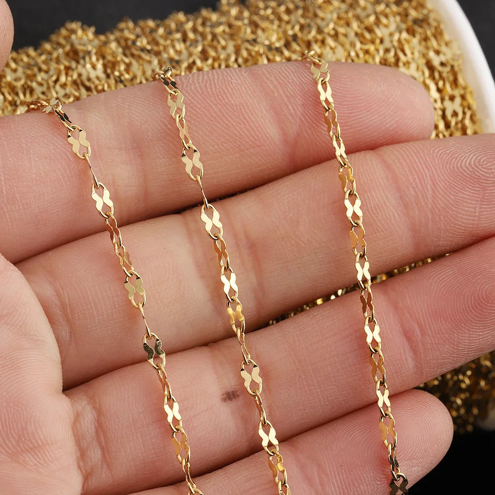 D513 High Quality Vacuum Plating 18k Gold Stainless Steel Chain Bulk Roll Chain for Necklace Bracelet Making