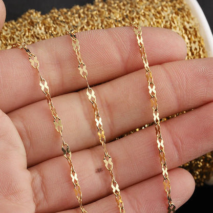 D513 High Quality Vacuum Plating 18k Gold Stainless Steel Chain Bulk Roll Chain for Necklace Bracelet Making