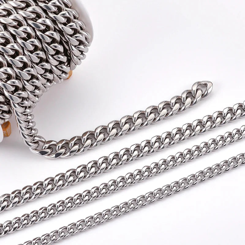 D400 No Tarnish Stainless Steel Jewelry Chain Diy Necklace Bracelet Cuban Thick Chain Hip Hop Accessories