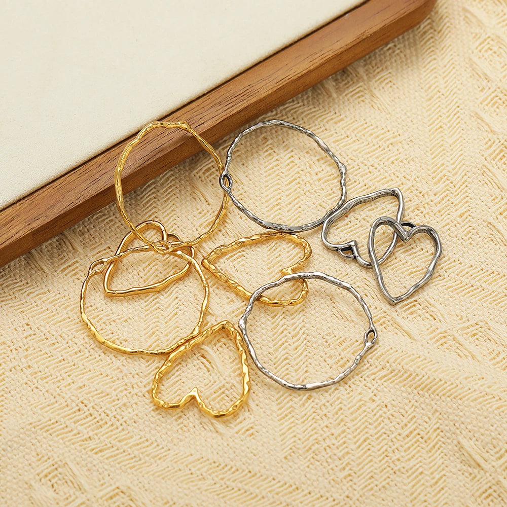 Trendy Jewelry Accessories Stainless Steel18k Gold Plated Heart Circle Charms Pendant for DIY Jewelry Necklace Earring Making