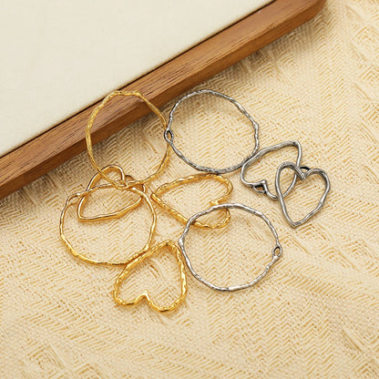 Trendy Jewelry Accessories Stainless Steel18k Gold Plated Heart Circle Charms Pendant for DIY Jewelry Necklace Earring Making