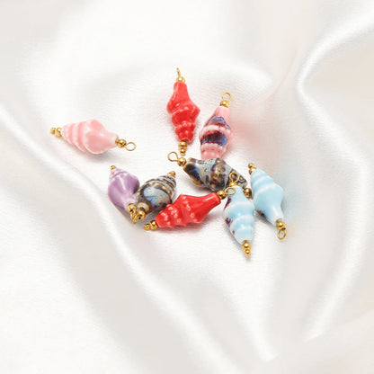 2mm Hole Ceramic Sea Snail Spacer Beads Glazed Porcelain Shell Beads for Jewelry Making DIY Bracelet Accessories Wholesale