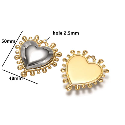 New Arrival Stainless Steel 18k Gold Plated Sun Big Heart Shape Charms Pendant for DIY Jewelry Necklace Making