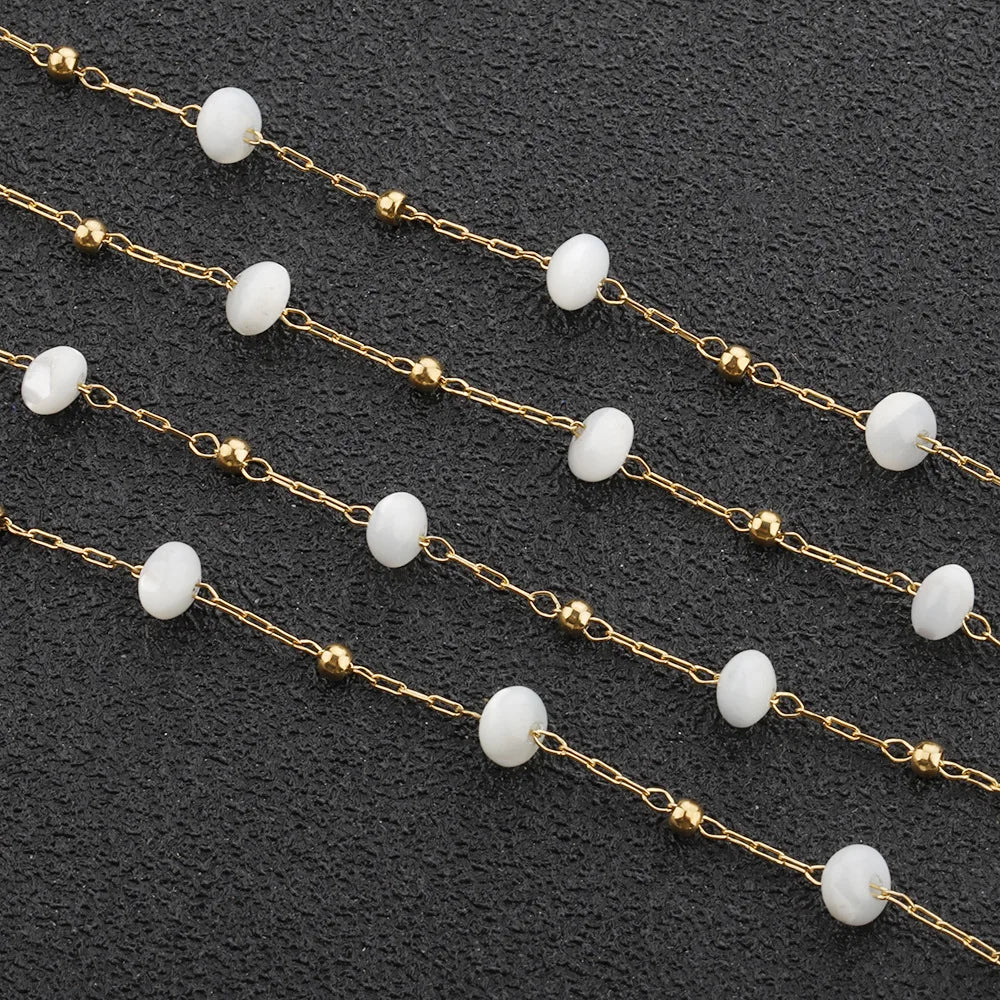A1963 Hot Selling Crystal Beads Beaded Chain Cat Eye Rosary Beads Chain Necklace Bracelet Jewelry Making Diy