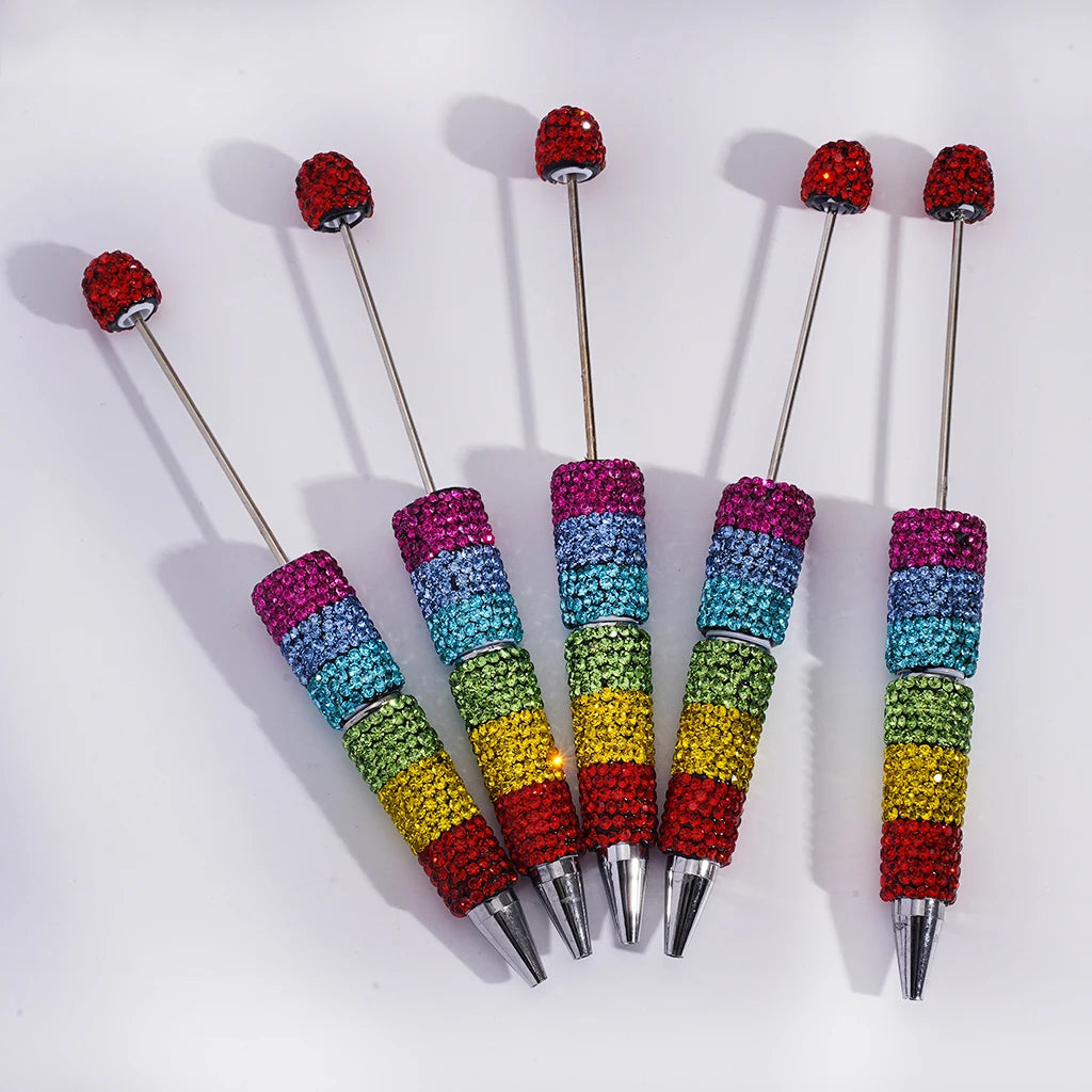 Rainbow Color Ballpoint Pens with Full Clay Rhinestone Covered, Bling Decorative Pens