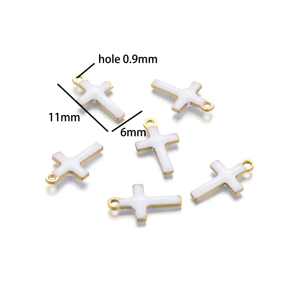 Luxury Charms 304 Stainless Steel 18k Gold Plated Moon Star Cross Lightning Enamel Charm Pendant for DIY Jewelry  Making