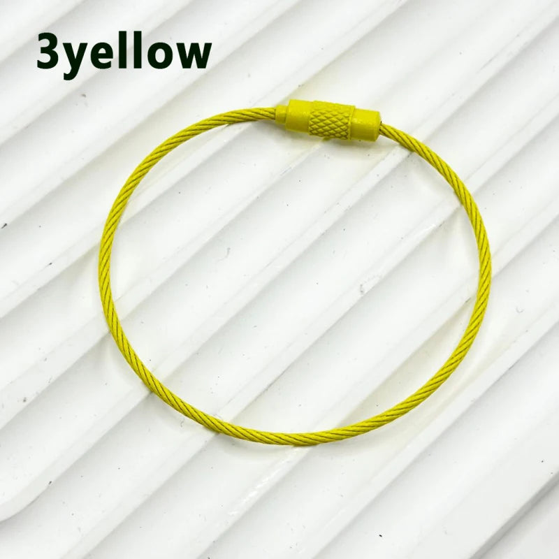 100pcs Solid Color Spray Painted Beadable Classic Gift Keychain Ring Rotatable Screw Wire Rope DIY Bag Jewelry Accessories