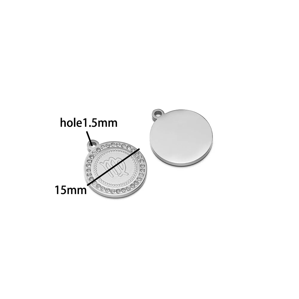 Wholesale Stainless Steel 18k Gold Plated Zodiac Sign Zircon Charm Pendant for Jewelry Necklace Making Accessories