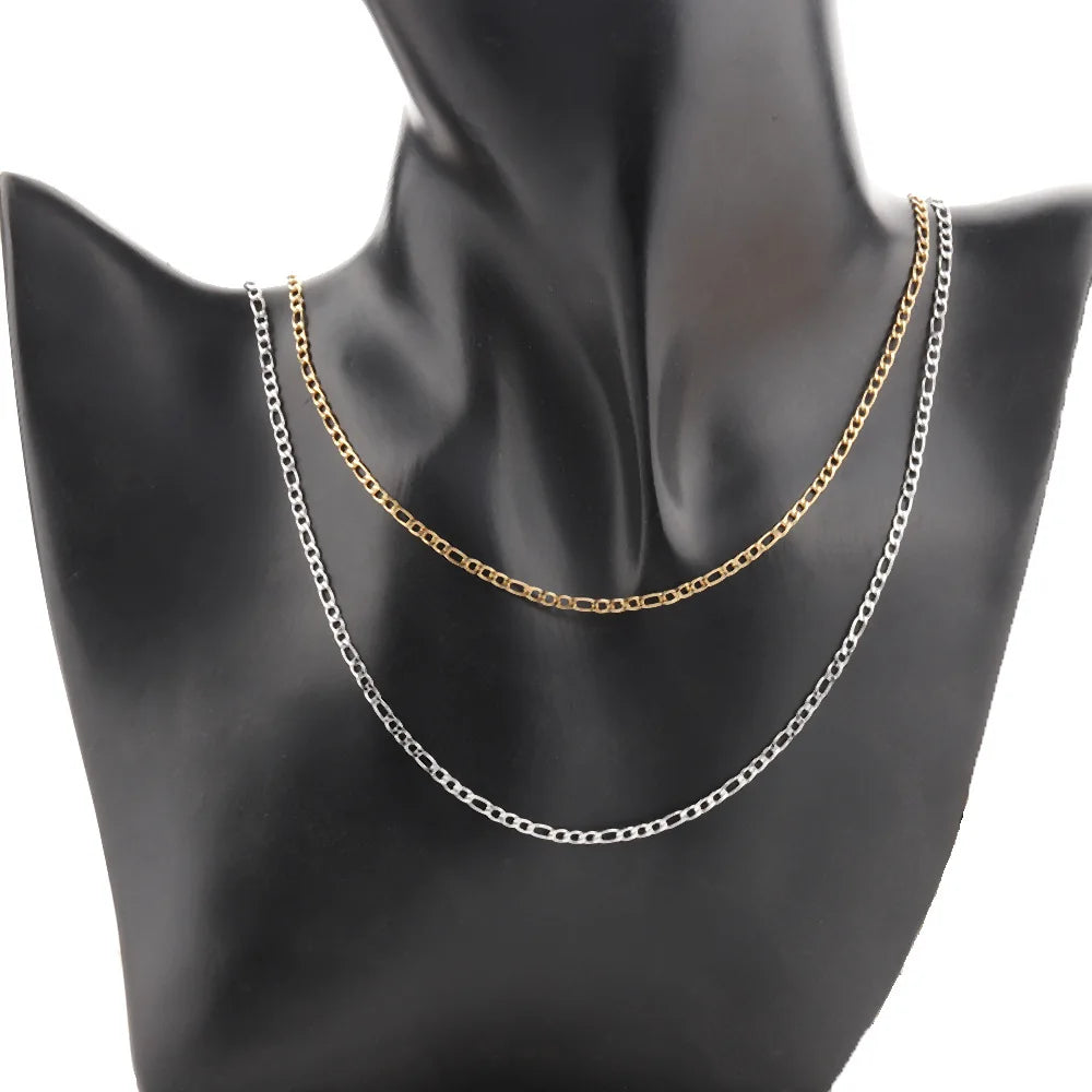 E481 2mm Removable Threaded Cuban Stainless Steel Chain Jewelry Making Loose Chain Bracelet Necklace Earring Chains
